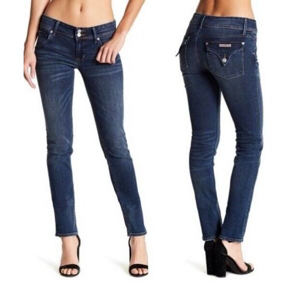 Hudson Collin Dark Blue Wash Low Rise Electric Clover Skinny Denim Jeans Size 26 - Picture 16 of 16